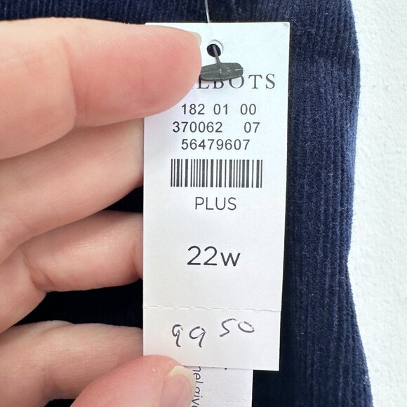 Talbots Navy High Rise Corduroy Jegging NWT Size 22W Casual Fall Cozy - Picture 9 of 9